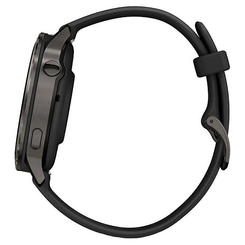 Спортивные часы Garmin Venu 4, 45 мм, корпус графитовый, силиконовый черный ремешок