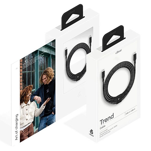 Кабель зарядный uBear Trend Cable USB-C/USB-C 2.4м, 140W, цвет черный