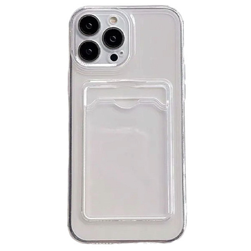 Чехол iPhone 16 Pro Gurdini Silicone с отделением для карты, прозрачный