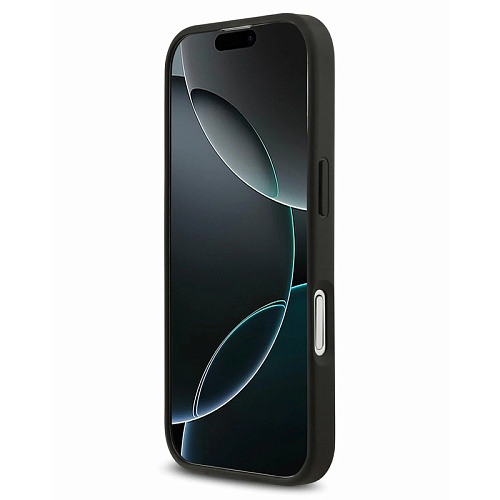 Чехол iPhone 17 Lagerfeld PU Saffiano Monogram Metal Plate logo Hard Black MagSafe, черный