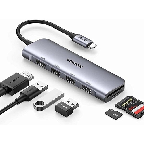 Хаб UGREEN CM195 USB-C to HDMI 4K 30Hz, космически серый