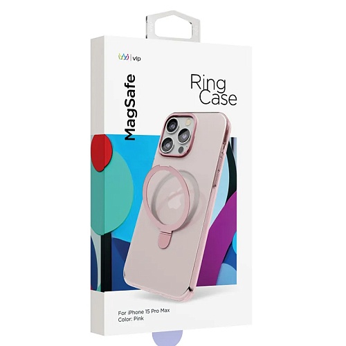 Чехол iPhone 15 Pro Max "vlp" Ring Case MagSafe c подставкой, розовый