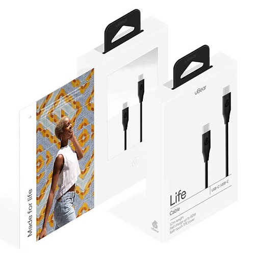 Кабель uBear Life Cable USB-C/USB-C 1.2м, 60W, черный