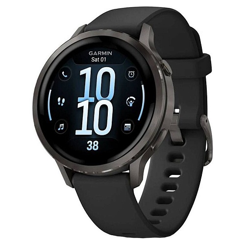 Спортивные часы Garmin Venu 4, 45 мм, корпус графитовый, силиконовый черный ремешок