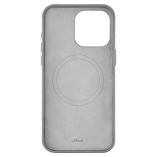 Чехол iPhone 15 Pro Max uBear Capital Laether Case MagSafe, серый