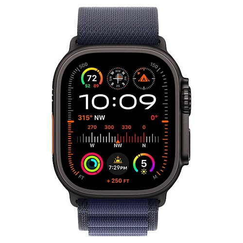 Apple Watch Ultra 2 2024, 49 мм, корпус из черного титана, Alpine Loop, темно-синий, S