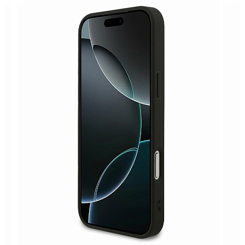 Чехол iPhone 17 Pro Max Guess PU 4G Small metal logo Hard Black MagSafe, черный