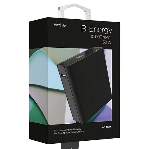 Аккумулятор внешний "vlp" B-Energy 10000mAh 30W, USB-C+USB-A, черный