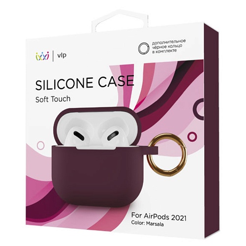 Чехол AirPods 3 "vlp" Soft Touch с кольцом, марсала