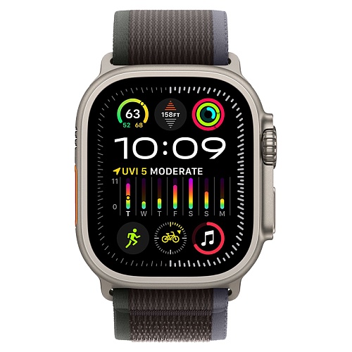 Apple Watch Ultra 2, 49 мм, корпус из титана, Trail Loop, сине-черный, S/M