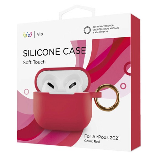 Чехол AirPods 3 "vlp" Soft Touch с кольцом, красный