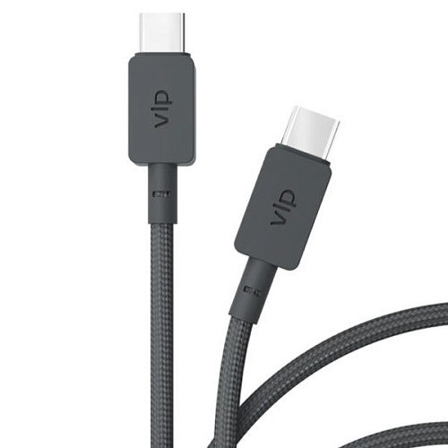 Дата-кабель "vlp" Nylon Cable USB C - USB C, 1.2м, черный