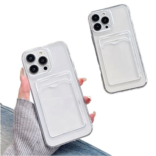 Чехол iPhone 16 Pro Gurdini Silicone с отделением для карты, прозрачный