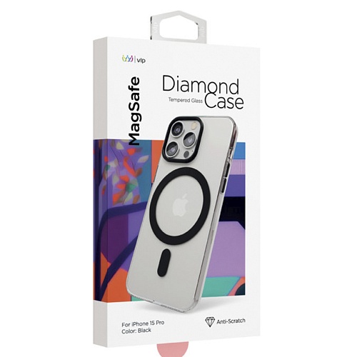 Чехол iPhone 15 Pro "vlp" Diamond Case MagSafe, черный