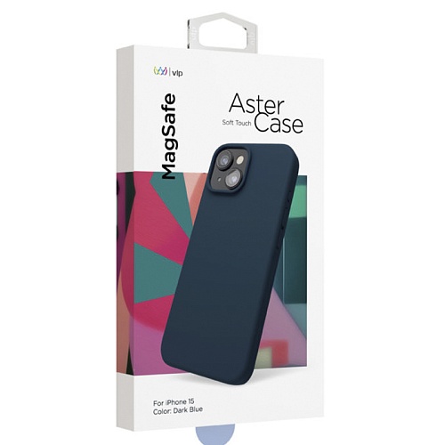 Чехол iPhone 15 "vlp" Aster Case MagSafe, темно-синий