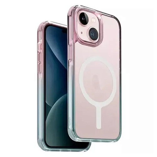 Чехол iPhone 15 UNIQ COMBAT DUO Magsafe, розово-голубой