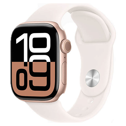 Apple Watch Series 10, 42 мм, алюминий цвета розовое золото, спортивный ремешок цвета розовые румяна