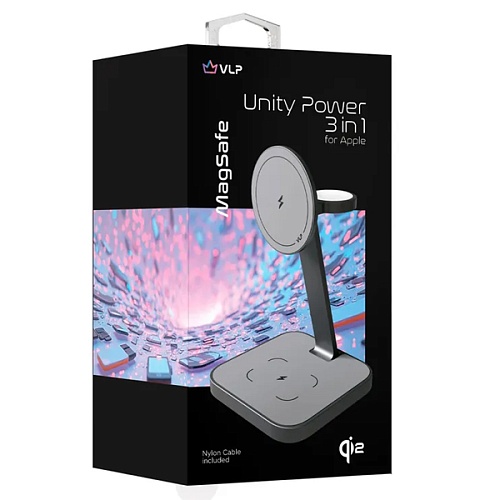 Беспроводное зарядное устройство "vlp" Unity Power 3 in 1 для Apple, серый космос