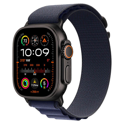 Apple Watch Ultra 2 2024, 49 мм, корпус из черного титана, Alpine Loop, темно-синий, M