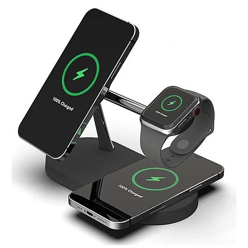 Беспроводная зарядная станция Magnetic Fast Wireless Charger (5в1), черный