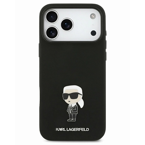 Чехол iPhone 17 Pro Lagerfeld Liquid silicone NFT Karl Ikonik Metal pin & Camera Hard Black, черный