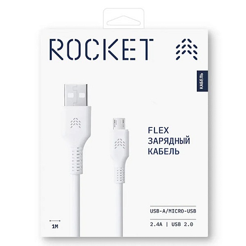 Кабель Rocket Flex TPE USB-A/Micro-USB 1м оплётка, белый