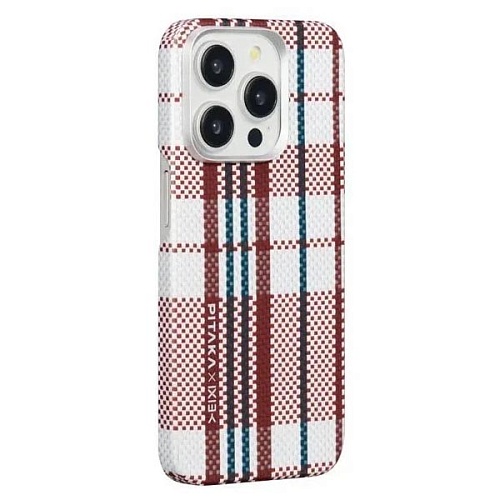 Чехол PITAKA MagEZ Case 5 для iPhone 15 Pro MAX, принт красно/белые линии