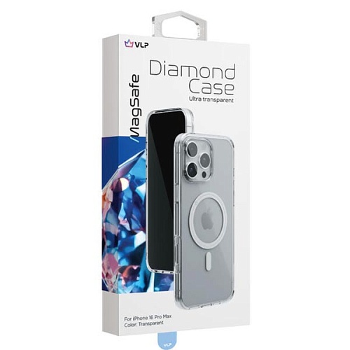 Чехол защитный "vlp" Diamond Case с MagSafe для iPhone 16 Pro Max, прозрачный