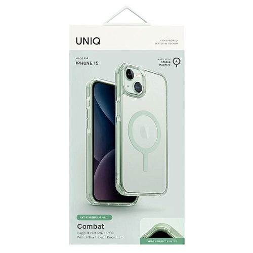 Чехол iPhone 15 UNIQ Combat AF MagSafe, зеленый