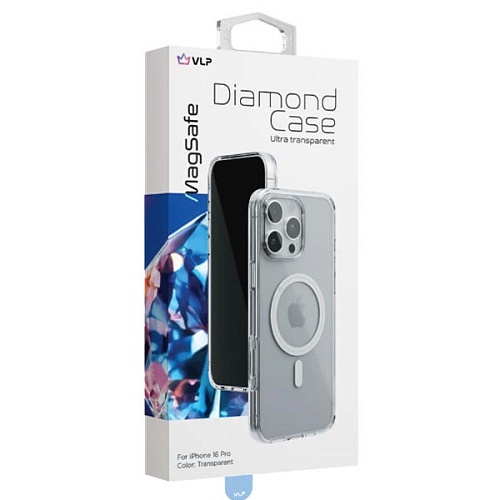 Чехол защитный "vlp" Diamond Case с MagSafe для iPhone 16 Pro, прозрачный