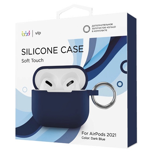 Чехол AirPods 3 "vlp" Soft Touch c кольцом, темно-синий