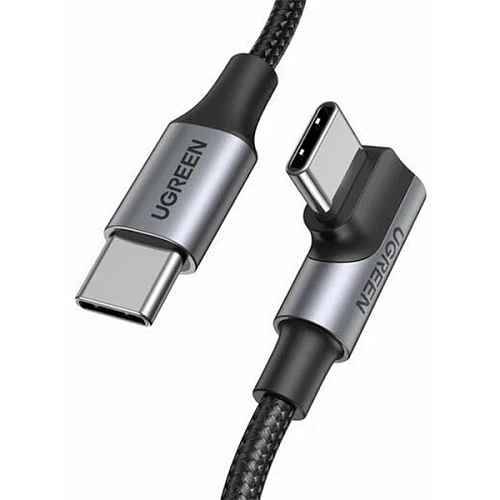 Кабель UGREEN US334 USB-C 2.0 Male To Angled 90° USB-C 2.0 Male Data Cable, 3м, черный
