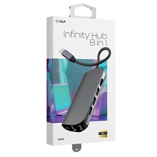 Адаптер "vlp" Infinity USB-C Hub 8 в 1,  графитовый