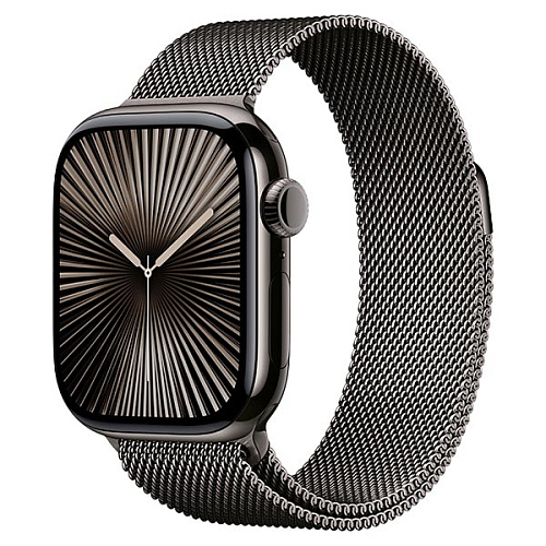Apple Watch Series 10, 42 мм, корпус из титана сланцевого цвета, миланский сетчатый браслет сланцевого цвета