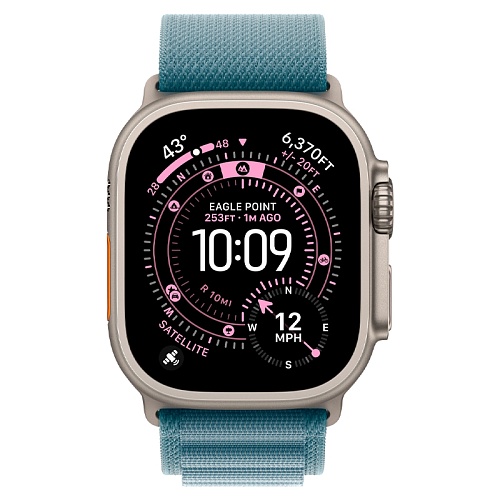 Apple Watch Ultra 3, 49 мм, корпус из натурального титана, Alpine Loop голубой