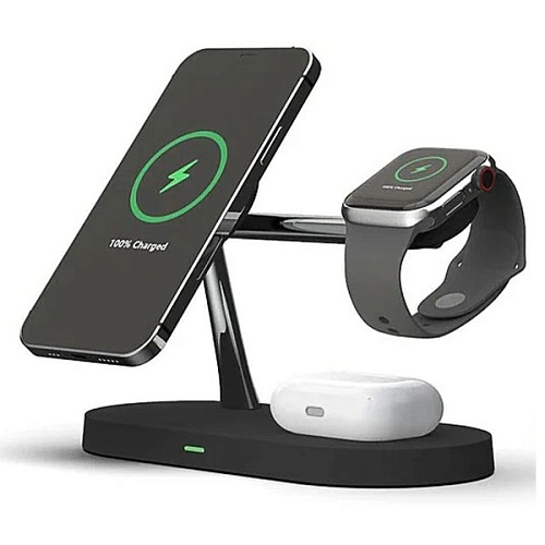 Беспроводная зарядная станция Magnetic Fast Wireless Charger (5в1), черный