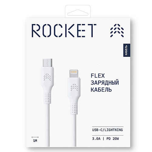 Кабель Rocket Flex TPE USB-C/Lightning оплётка 1м, белый