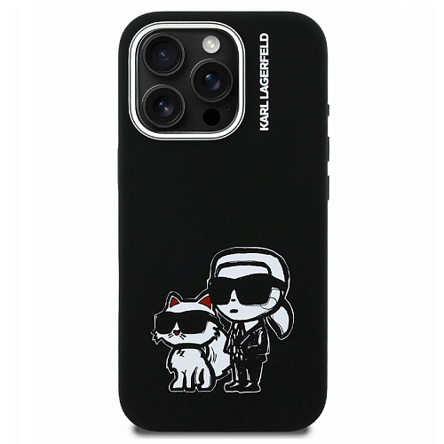 Чехол iPhone 16 Pro Max Lagerfeld Liquid Silicone Sketch Karl&Choup Metal cam Hard Blk MagSafe, черный