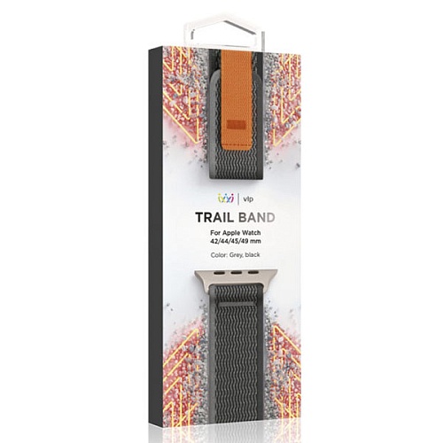 Ремешок нейлоновый Trail Band "vlp" для Apple Watch 42/44/45/49mm, черный-серый