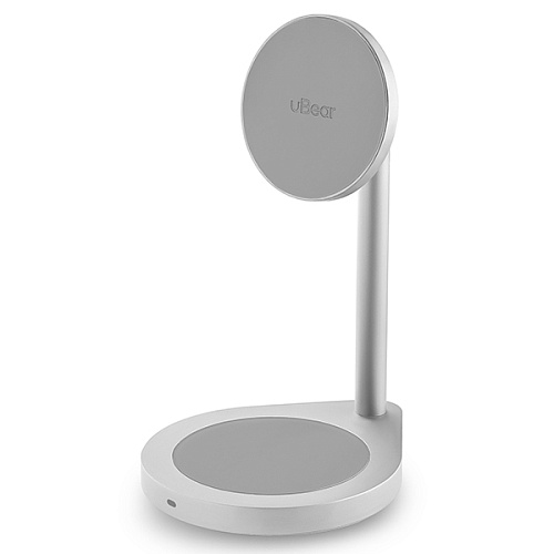 Беспроводная зарядная станция uBear Stage 2в1, серебристый