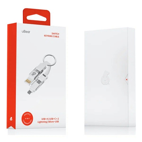 Кабель зарядный uBear Life Switch Key Ring 6 в 1, белый