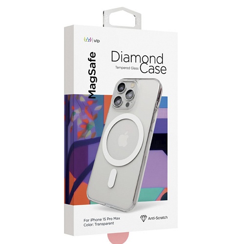 Чехол iPhone 15 Pro Max "vlp" Diamond Case MagSafe, прозрачный
