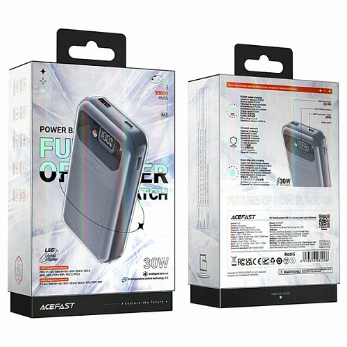 Внешний аккумулятор ACEFAST M2-20000 Sparkling series с функцией быстрой зарядки 30W, мраморный серый