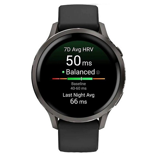 Спортивные часы Garmin Venu 4, 45 мм, корпус графитовый, силиконовый черный ремешок