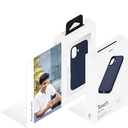 Чехол iPhone 17 uBear Touch Mag Case, MagSafe, темно-синий