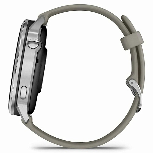 Спортивные часы Garmin Venu 4, 45 мм, корпус серебристый, силиконовый серый ремешок