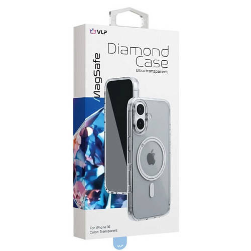 Чехол iPhone 16 "vlp" Diamond Case MagSafe, прозрачный