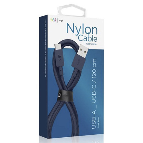 Дата-кабель "vlp" Nylon Cable USB A - USB C, 1.2м, темно-синий