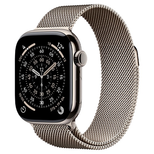 Apple Watch Series 11, 46 мм, корпус из титана, Titanium Milanese Loop натуральный
