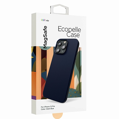 Чехол iPhone 15 Pro "vlp" Ecopelle Case MagSafe, синий